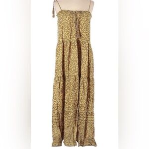 Lance Cade Strappy Midi Dress Safari Leopard Boho Gypsy Lightweight Size Small